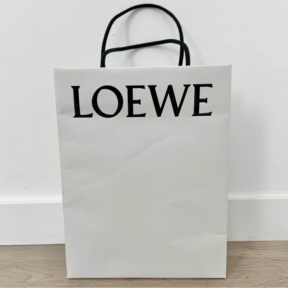 Loewe Small White Paper Shopping Bag Black Handles